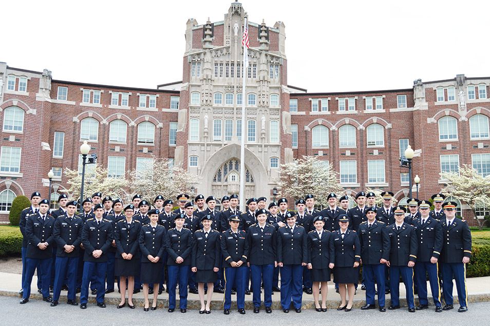 ROTC 2018 Commencement Group Photo in front of Harkins Hall